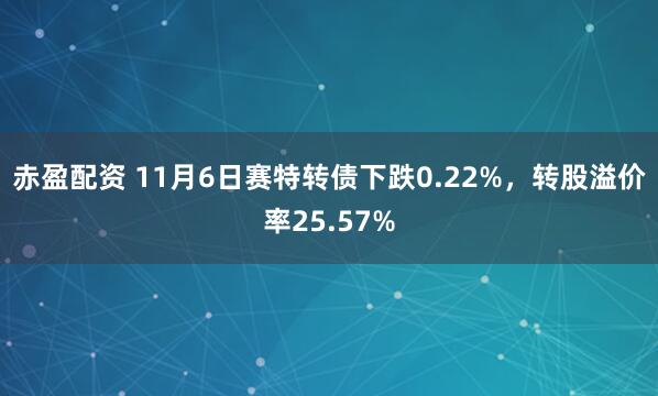 赤盈配资 11月6日赛特转债下跌0.22%，转股溢价率25.57%